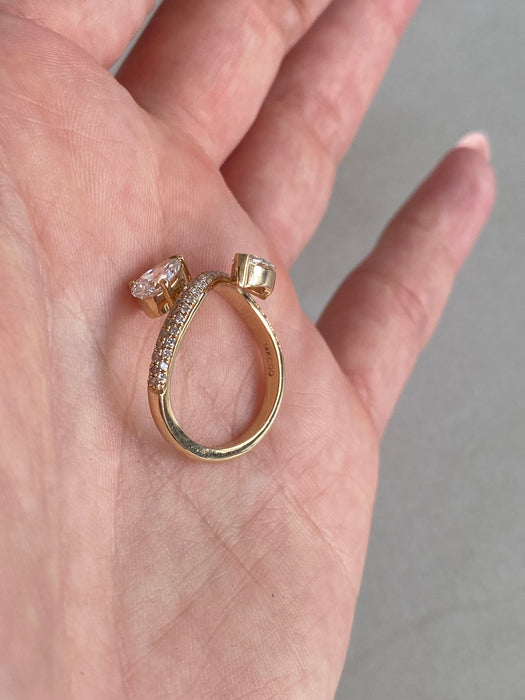 14K Wavy Bypass Lab Diamond Ring