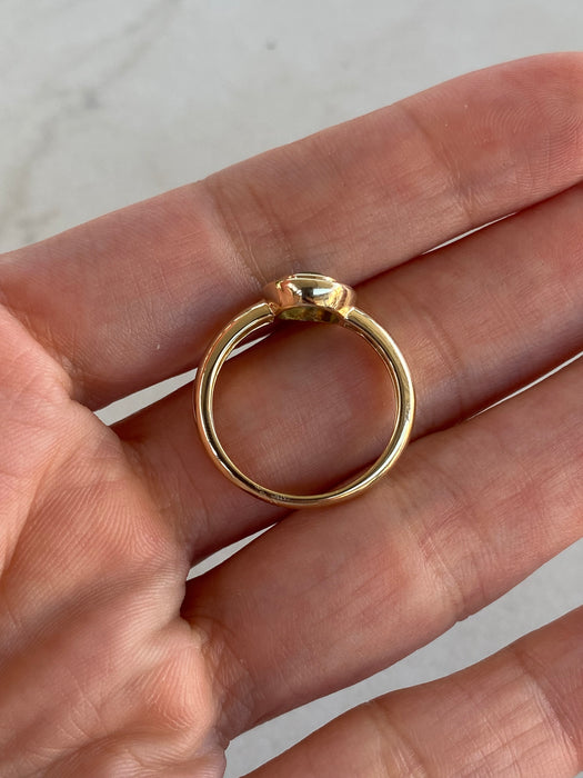 14K Double Bezel Set Emerald Ring