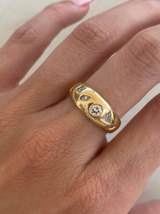Vintage 18K Gold Multi-Shape Diamond Ring