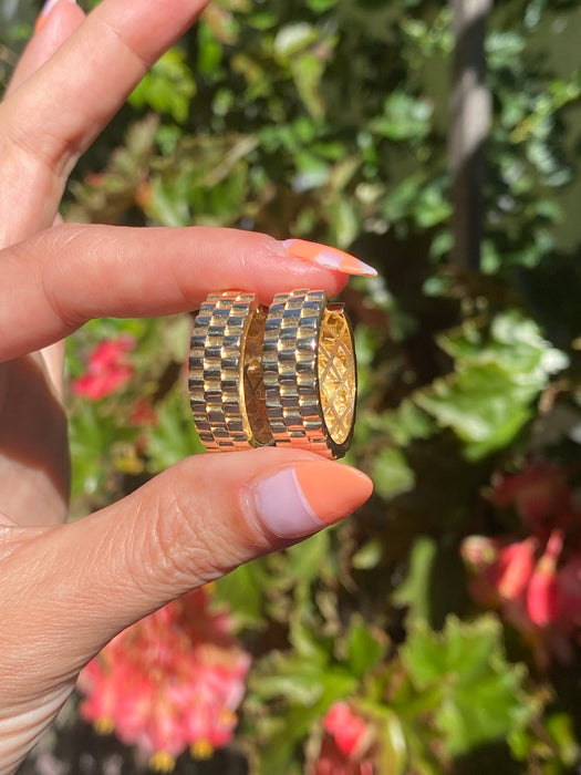 14k riveted link hoop earrings