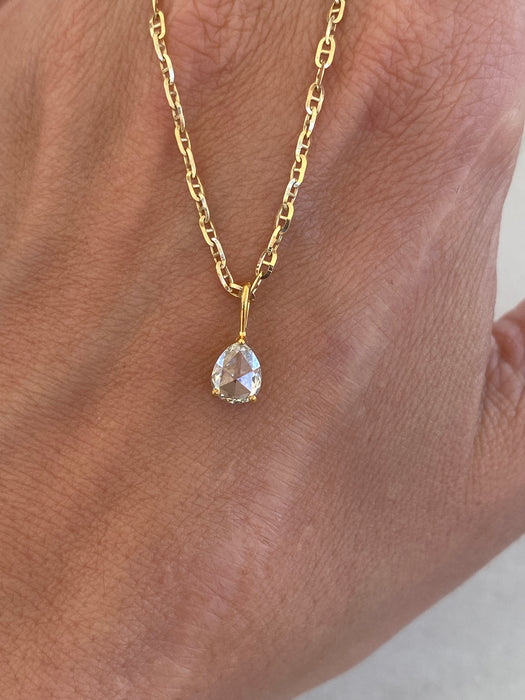 14K Gold Pear Cut Natural Diamond Pendant (0.40 ct)