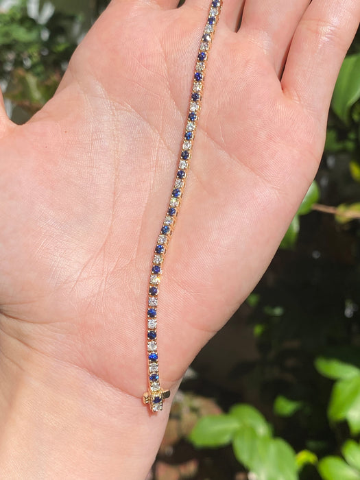 14k blue sapphire diamond bracelet 6.75”