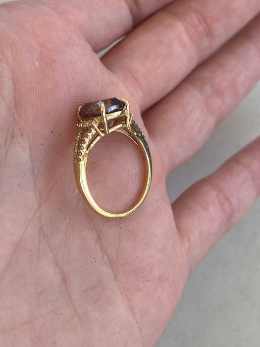 Vintage 18K Cushion-Cut Brown Diamond Ring