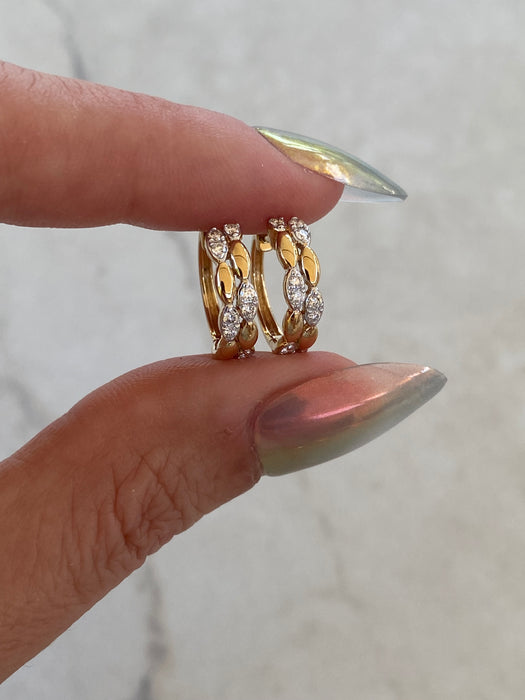 14K Natural Diamond Marquise Huggies