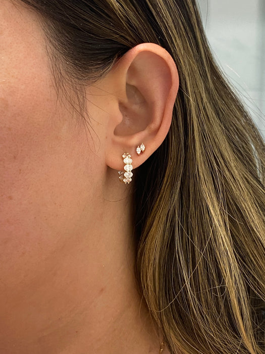 14K Gold 2.4 TCW Lab Diamond Oval Inside-Out Huggie Earrings