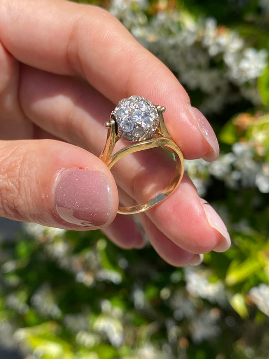 14k CZ ball spinner ring size 7.25