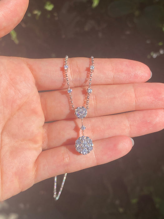 18k white gold 1.74 tcw diamond flower necklace 16”