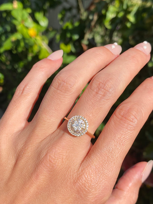 18k diamond round baguette ring size 7