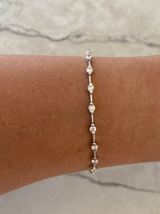 Vintage 18K White Gold Natural Diamond Tennis Bracelet 1.50 TCW