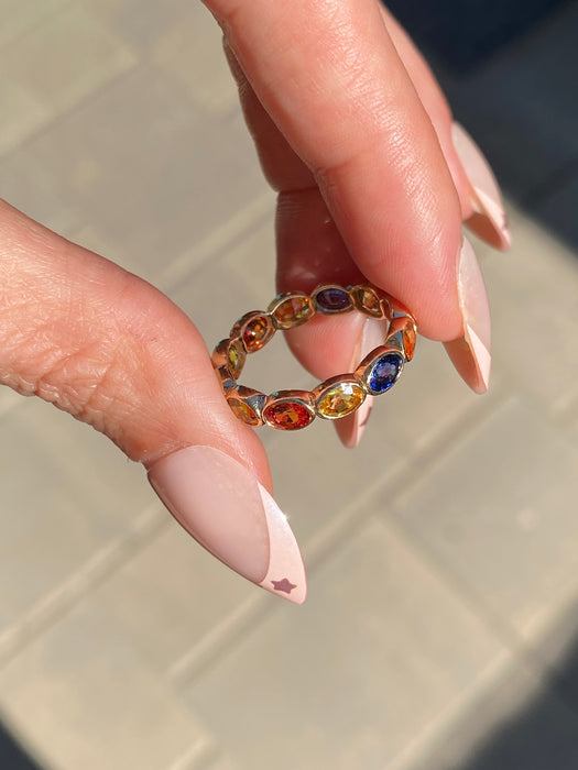 14K Gold 3.8 Carat Sapphire Eternity Ring