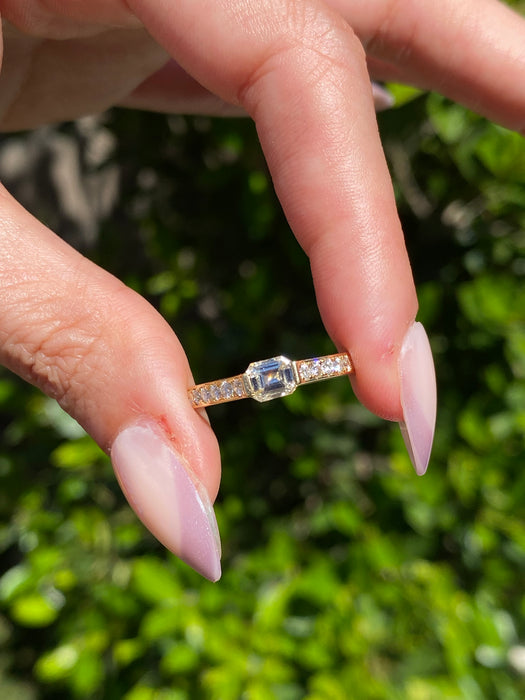 Vintage 18K East-to-West Emerald Cut Diamond Ring