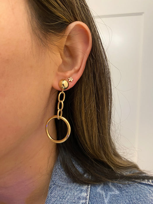 14k dangle ball earrings