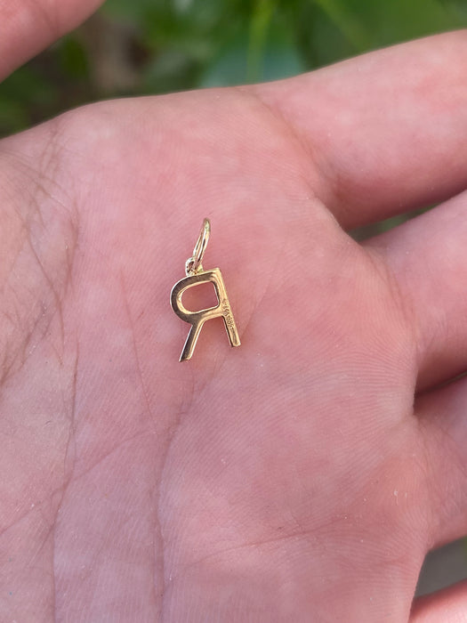 14k diamond letter initial R pendant