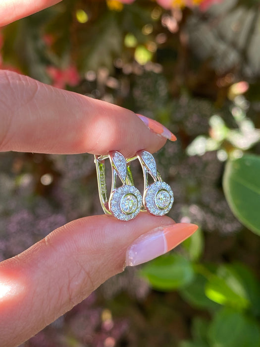 14k white gold diamond huggie earrings