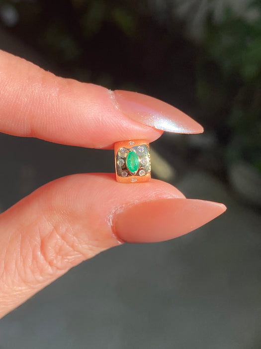 14K Gold Diamond & Emerald Double-Sided Star Rondelle Slider Charm