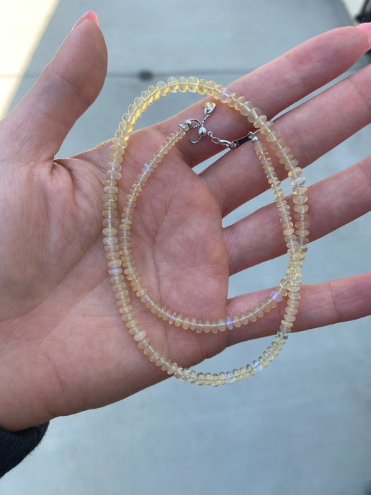 Vintage 18k White Gold Opal Necklace – 29.24ctw Natural Opal