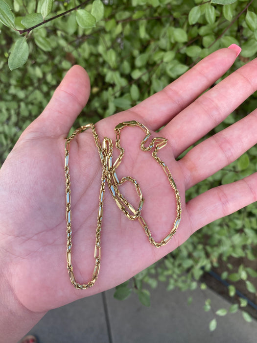 14k barrel rope chain necklace