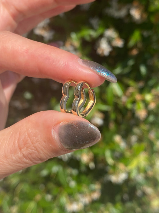 14k mini heart huggie hoops