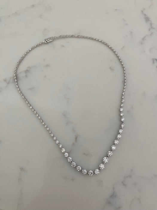 18k white gold 7 carat Diamond tennis necklace