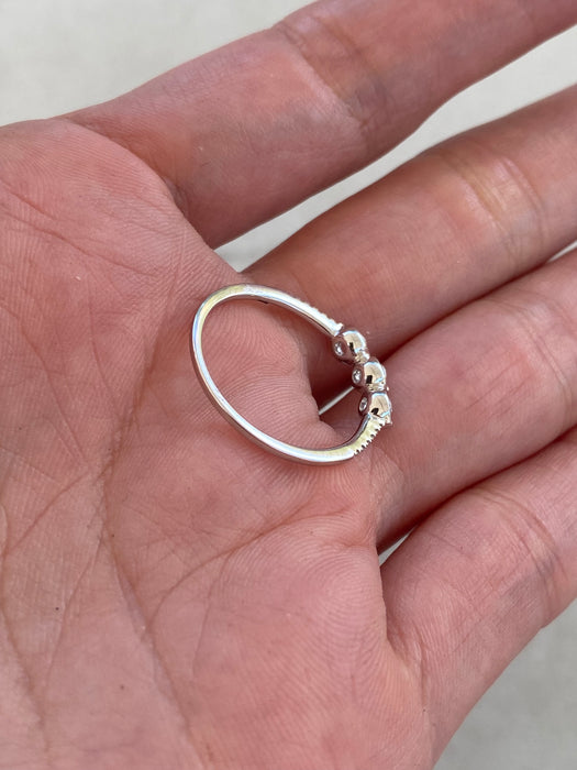 14K White Gold Three-Stone Lab Diamond Ring