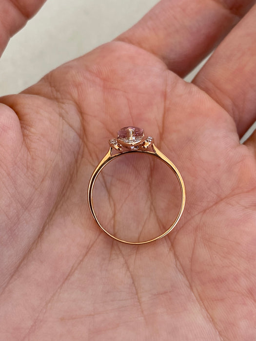 Vintage 18K Rose Gold Morganite & Diamond Ring