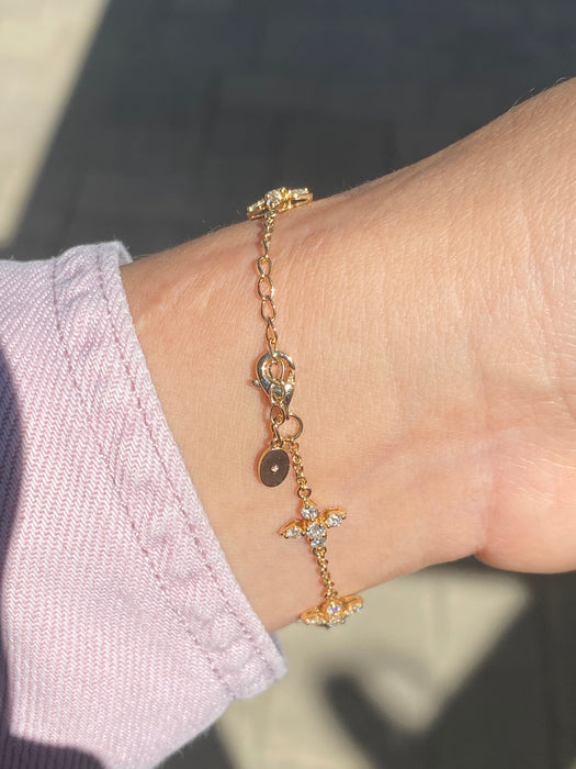 14K Lab Diamond Star Flower Bracelet – 1.1 Carat VS-F Diamonds – Adjustable 6-7”