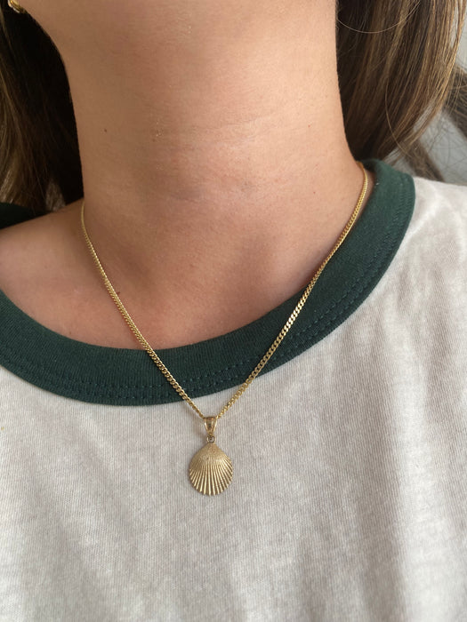 14K Gold Solid Curb Chain Necklace 20”