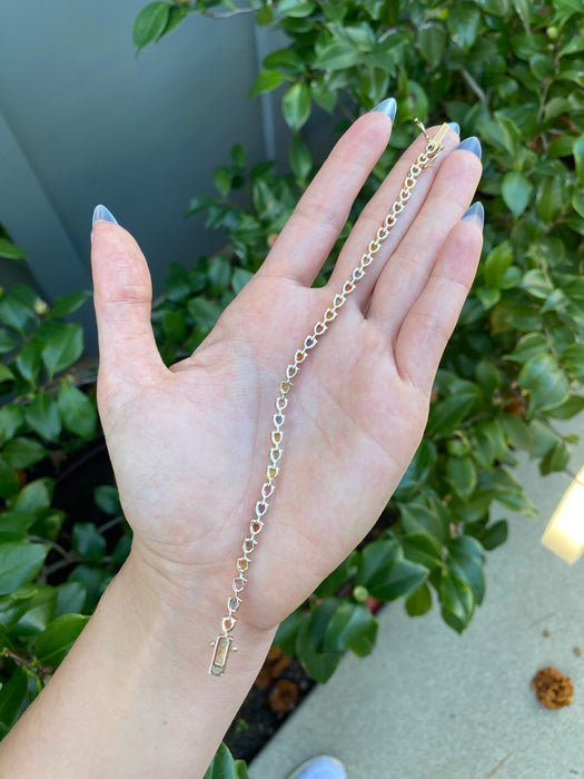 14k Gold Pear Cut Rainbow Sapphire Tennis Bracelet | Multicolor Sapphire Bracelet