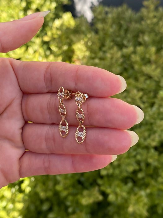 14k croissant diamond mariner link earrings