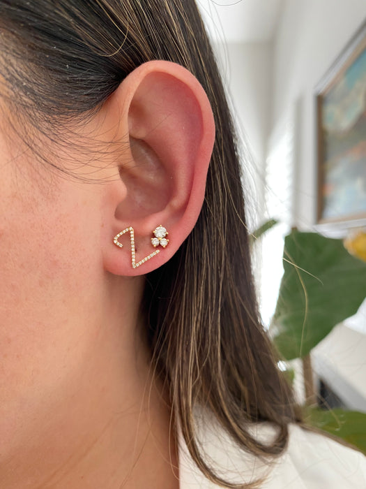 14k single earring diamond letter initial stud