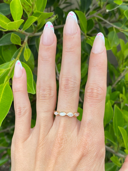 14K Bezel Set Marquise Lab Diamond Stacking Ring