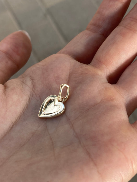 14K Gold Fluted Diamond Heart Charm