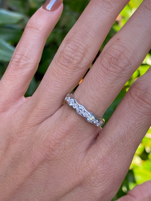Vintage Platinum 850 Bezel Set Diamond Ring | 0.81 TCW Natural Flush Set Diamonds