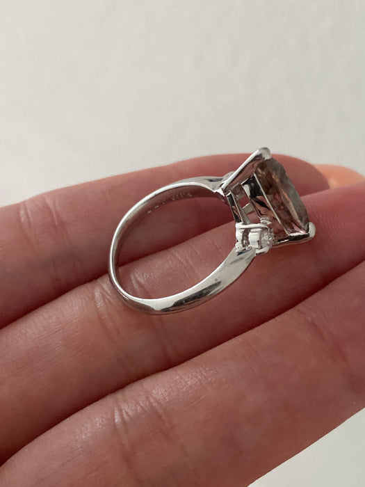 Vintage Platinum 900 Mermaid Tourmaline & Diamond Ring