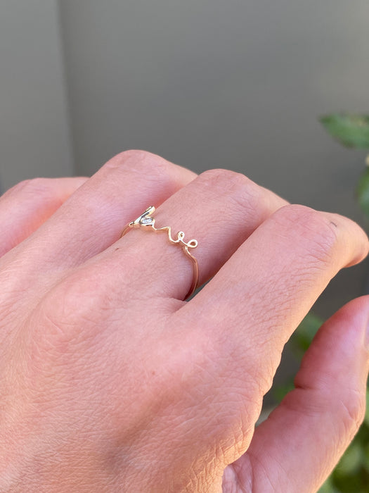 14k diamond cursive love ring size 6.5