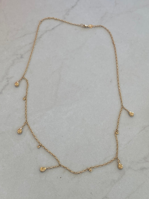 Vintage 18K Gold 1 Carat Natural Diamond Station Necklace