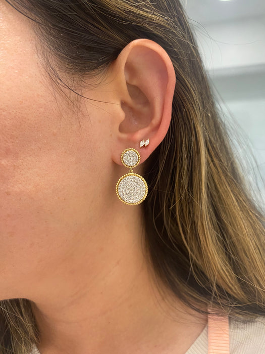 14K 1.9 TCW Natural Diamond Pavé Croissant Disc Drop Earrings