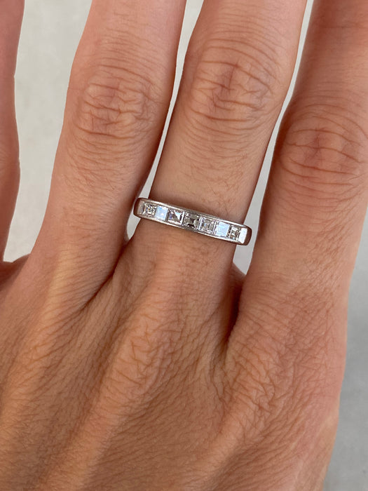 Vintage Platinum 900 Asscher Cut Diamond Ring