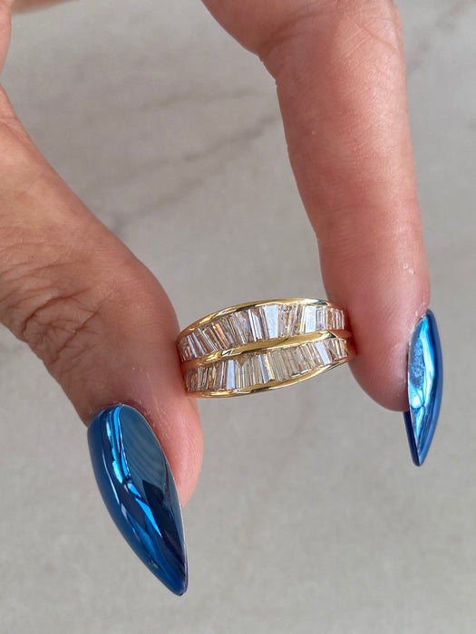Vintage 18K Gold Double Baguette Diamond Ring – 1.52 TCW