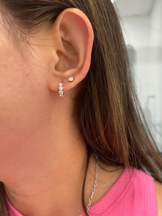 14K White Gold 0.92 TCW Lab Diamond Invisible Set Huggie Earrings