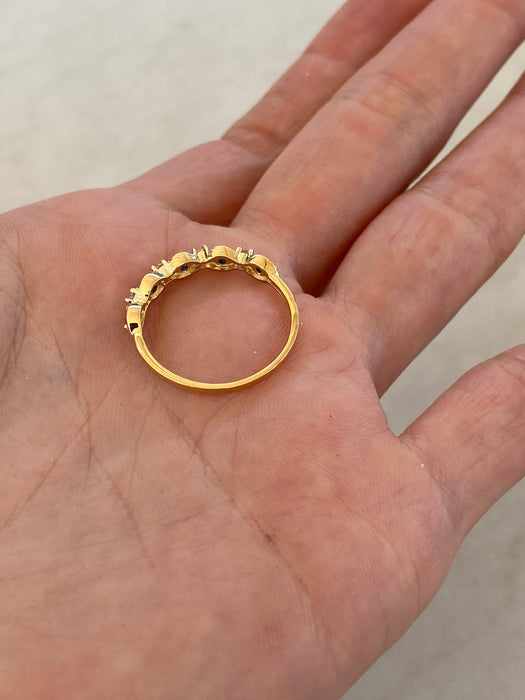 14K Gold Blue & White Sapphire Ring