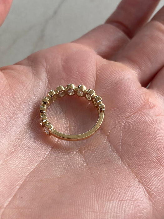 14K Gold Bezel Set Oval Lab Diamond Band Ring