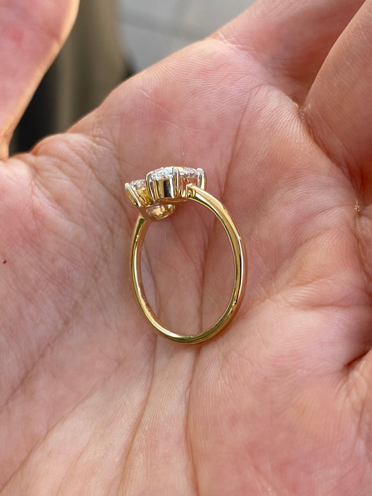 14K Two-Tone Gold 2 Carat Lab Diamond Toi et Moi Ring – Oval & Pear Cut – Size 7