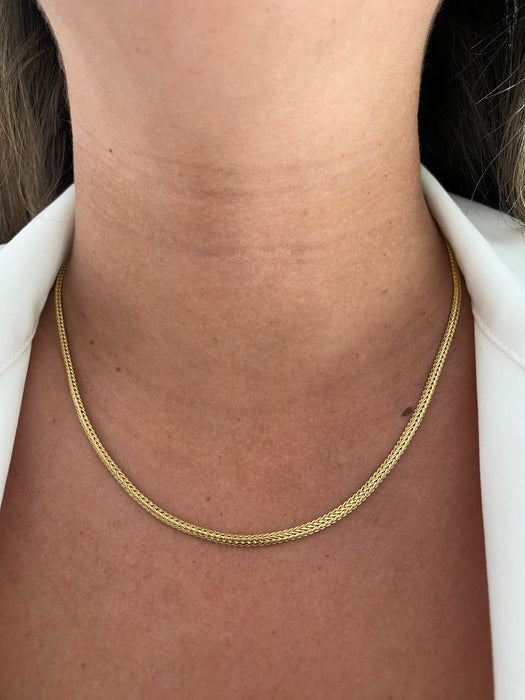 14k foxtail herringbone necklace chain 17.75”