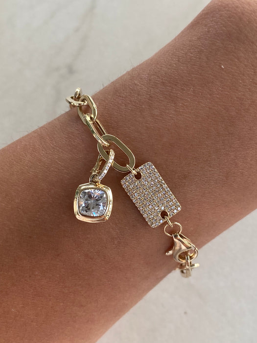 14K Gold 1.06 TCW Cushion Lab Diamond Charm
