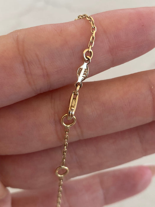 14K Gold Double Layer Heart Necklace with Dangling Heart Detail
