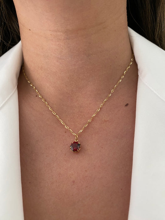 14k garnet flower cherry blossom charm pendant