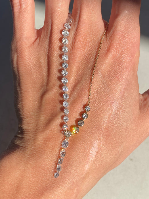 14K 6.7 TCW Lab Diamond Lariat Necklace