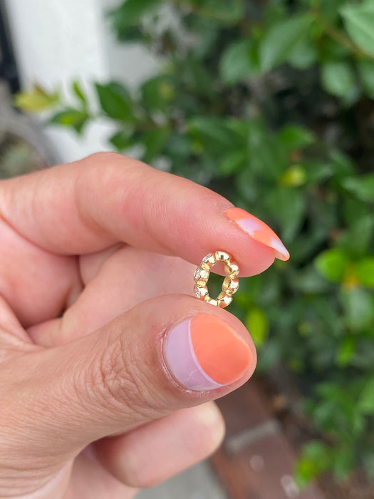 14k bezel set diamond oval charm spacer rondelle