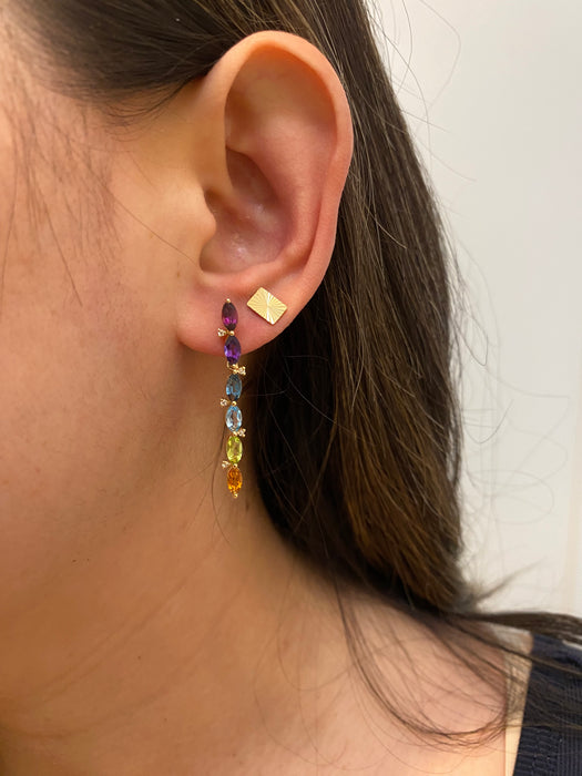 14k rainbow marquise earrings